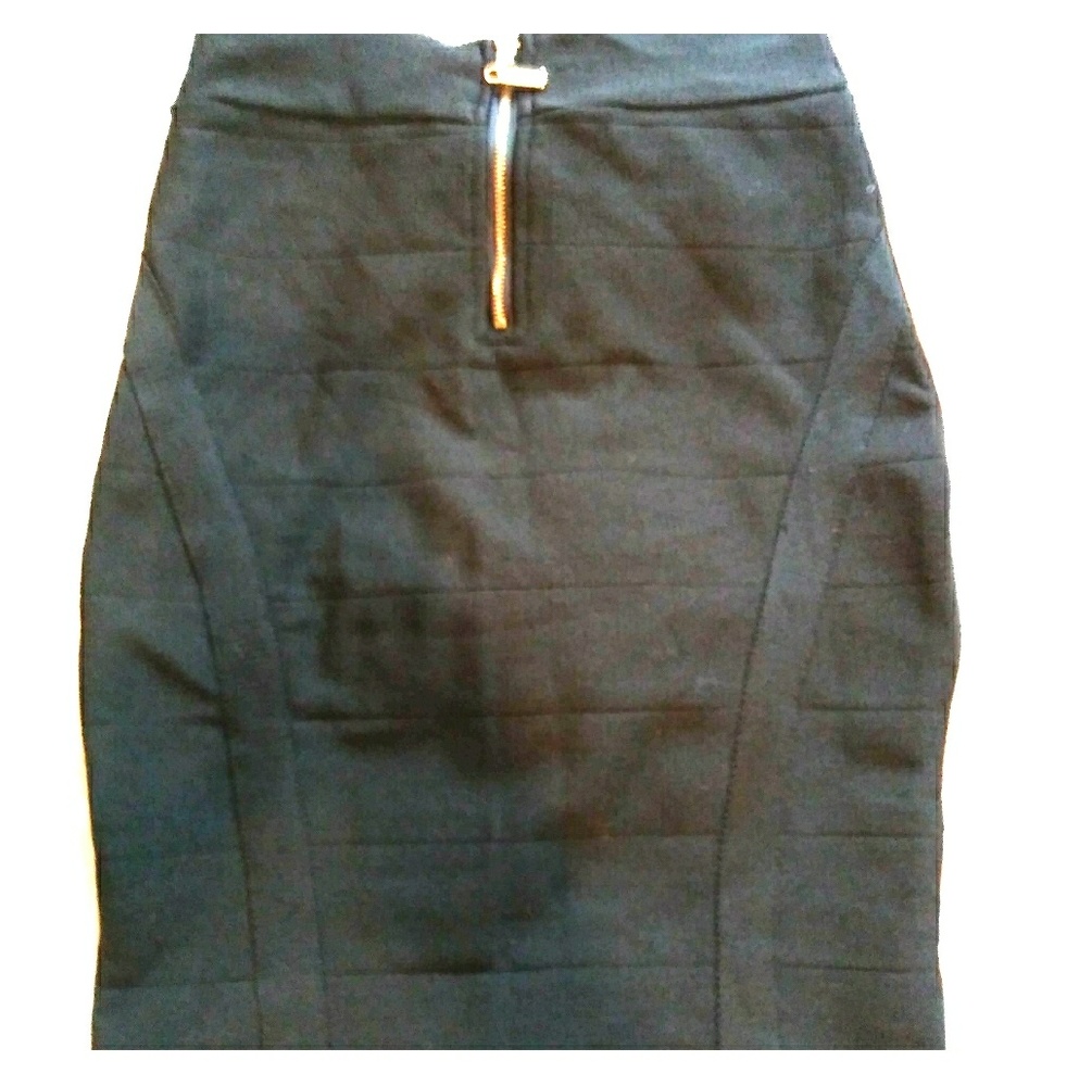 Charlotte Russe Black Pencil Skirt Gold Zipper